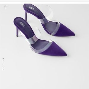 Zara women’s vinyl heeled mules